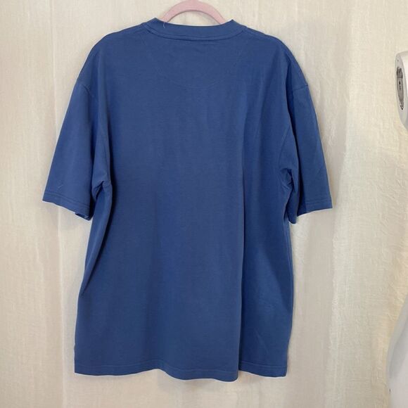 Boca Classics Blue Tee Shirt Short Sleeve Three Button Henley Size Large - Picture 3 of 4